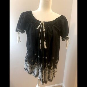 Eci black top with white trim, size 10